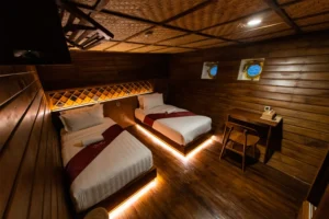 Twin bed cabin on the lower deck of Neomi Cruise
