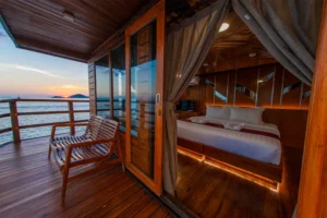 Private balcony off the master cabin of Neomi Cruise