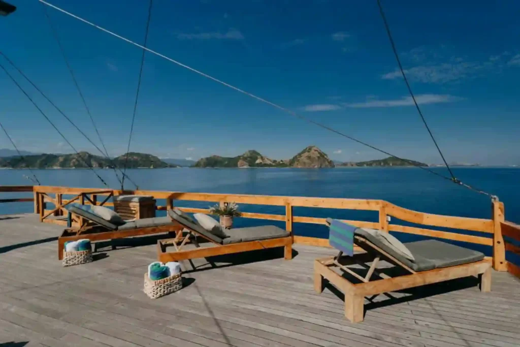 Sun deck loungers aboard Andamari