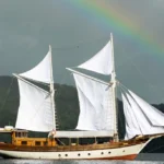 Side profile of Anne Bonny under white sails