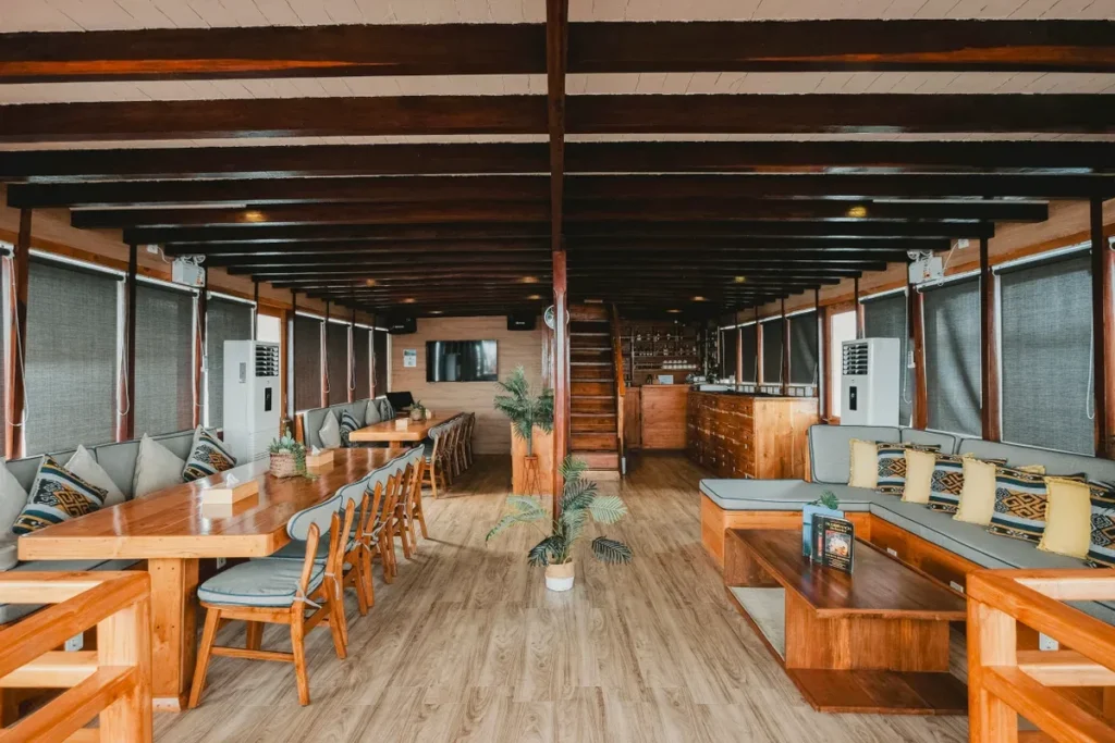 Air conditioned saloon and dining area on Chakana