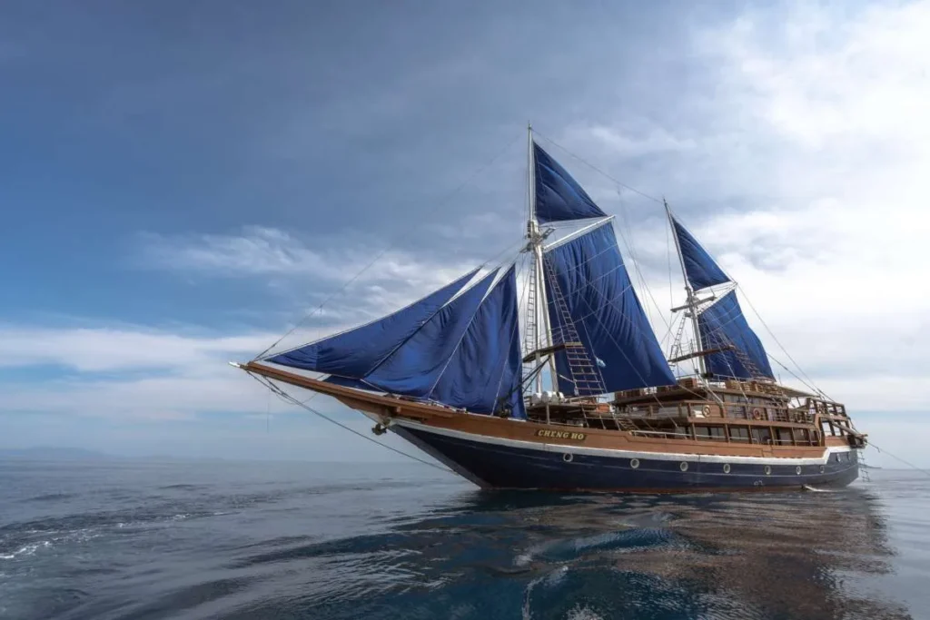 Cheng Ho phinisi under blue sails