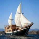 Cordelia, a 33-metre ironwood phinisi built in 2018, sailing in Komodo National Park