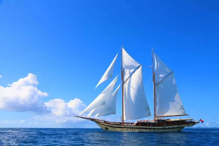 Lamima phinisi sailing under full sail