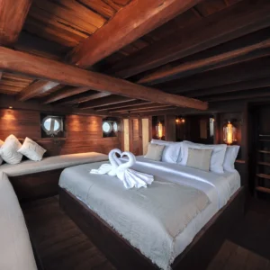 Master cabin access to the bathing platform aboard Nataraja