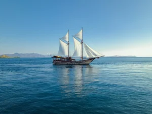 Nataraja phinisi under sail in eastern Indonesia