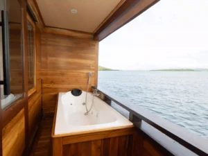 Azure cabin private balcony bathtub aboard Naturalia Cruise