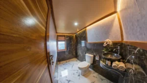 Private bathroom in the Breeze Cabin aboard Naturalia Cruise