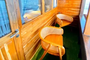 Main-deck Deluxe Cabin balcony aboard Revfiero phinisi