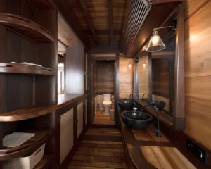 Ensuite bathroom in the Ocean View Master Cabin aboard Sanya yacht