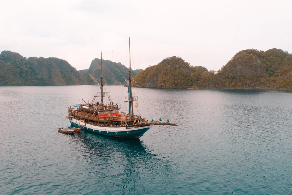 Sea Safari 8 anchored among Raja Ampat islands