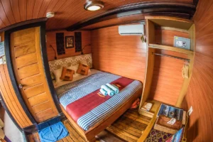 Wide view of a main deck double cabin aboard Sea Safari 8