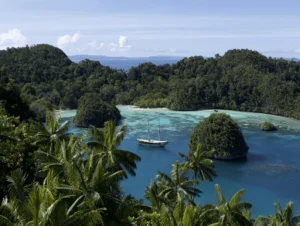 Senja yacht anchored in Raja Ampat