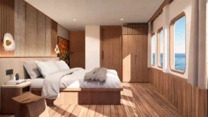 Merak Suite seating corner on Sukha Sail 2 beside the sea-view window