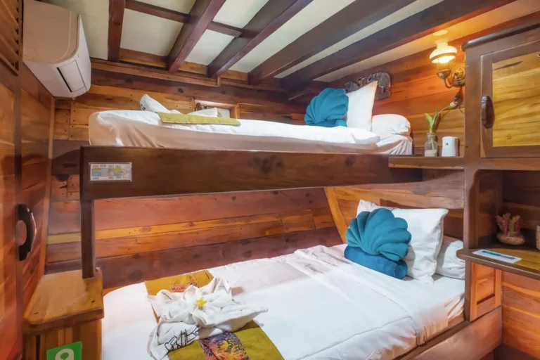 Interior of the Nakula Cabin aboard Supraba phinisi
