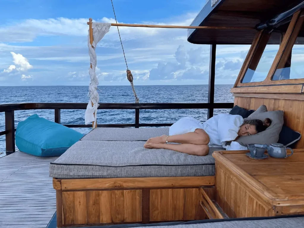 Ocean-view daybed on The Oracle sundeck