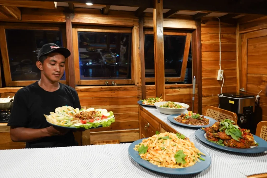 Indoor dining area aboard Andalucia II