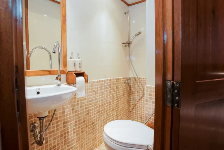 Private ensuite bathroom aboard Emperor Raja Laut