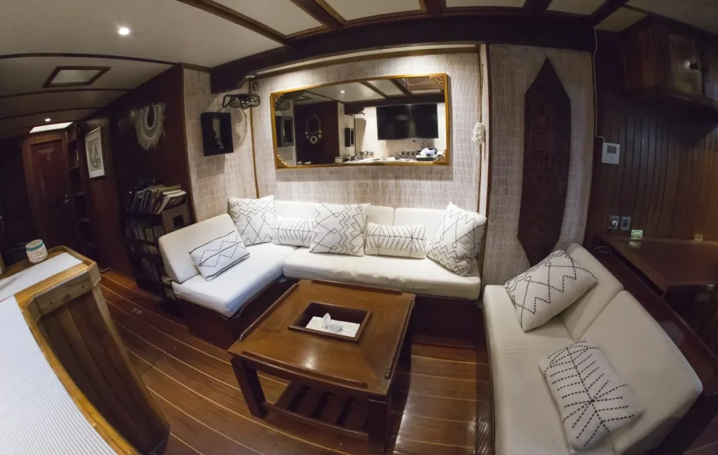 Air-conditioned guest saloon aboard Emperor Raja Laut