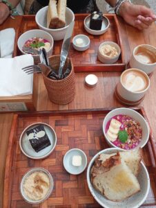Build-your-own breakfast with smoothie bowl, bread and coffee at Mimamori Cafe