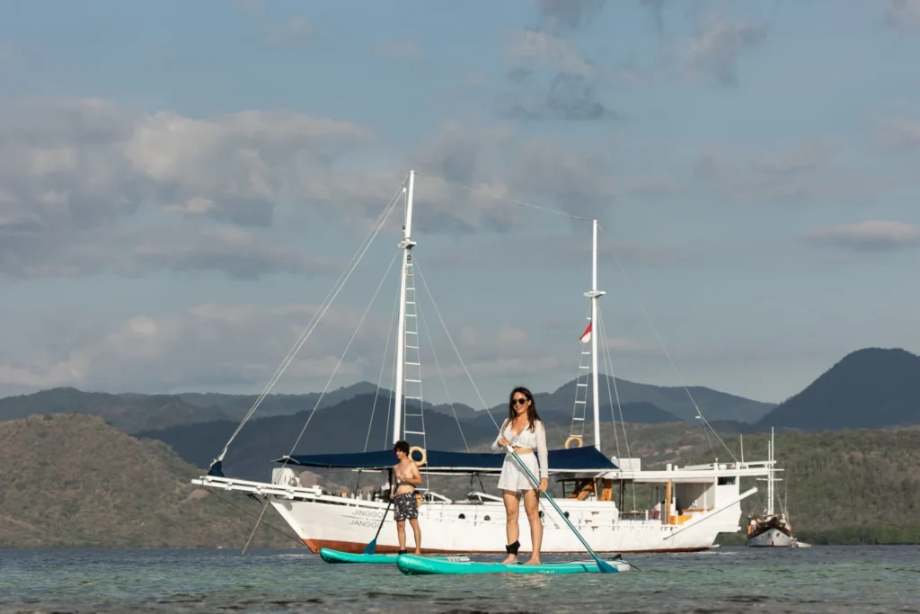 Paddleboarding beside Jinggo Janggo in Komodo