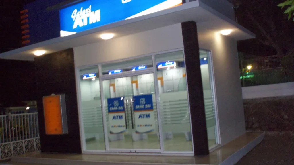 Exterior view of a BRI ATM gallery in Indonesia