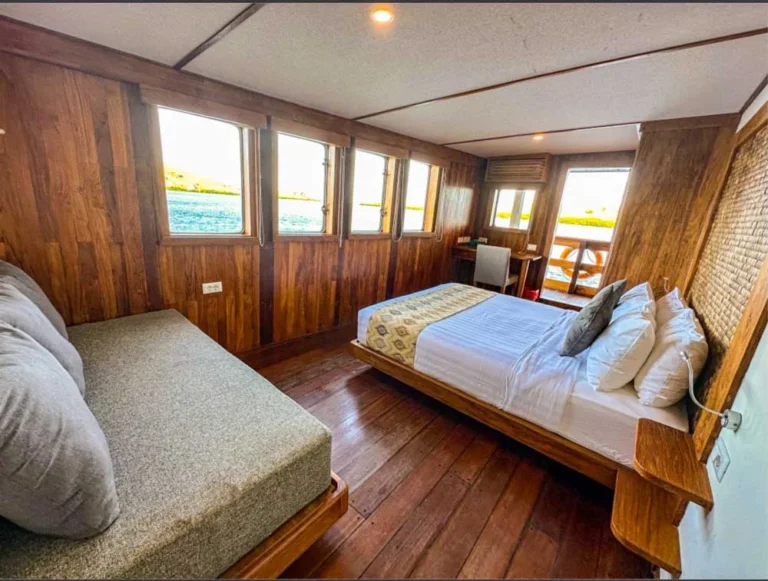 Interior view of a double cabin aboard Komodo Sea Dragon