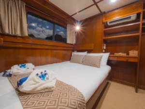 Main-deck Deluxe cabin with double bed aboard MV Mermaid II