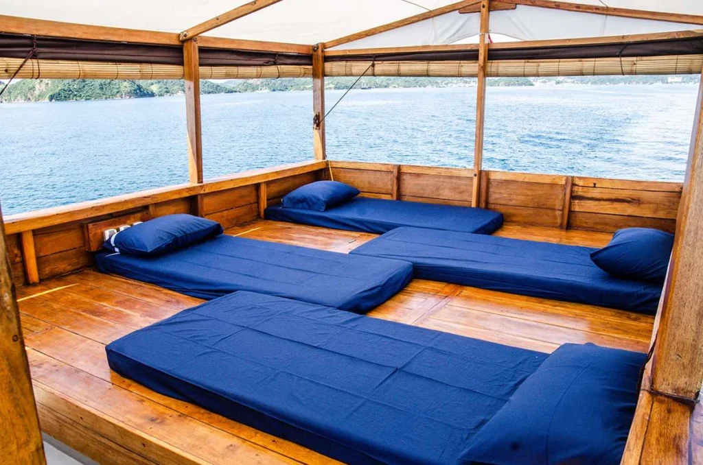 Covered upper deck mattresses aboard Nusantara