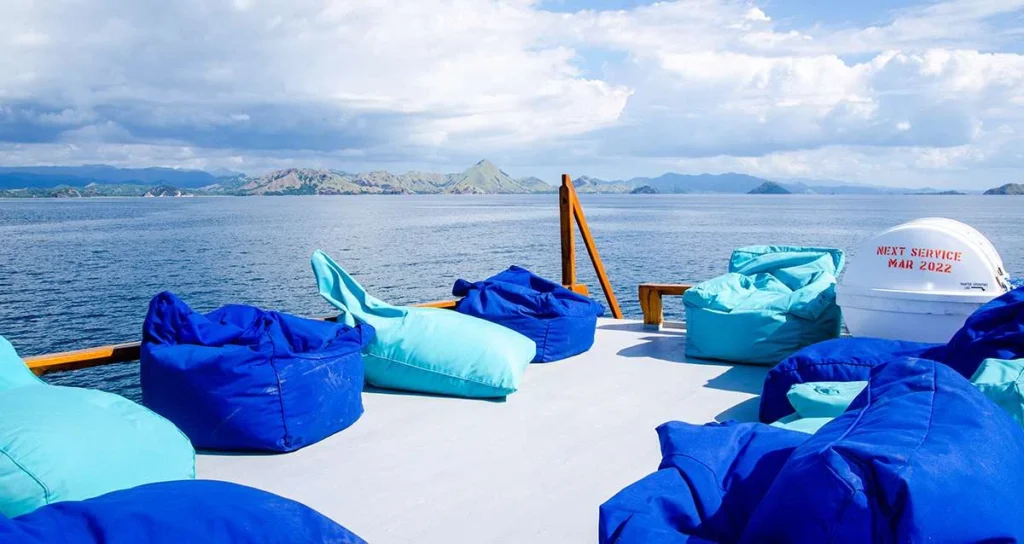 Sun deck with beanbags aboard Nusantara liveaboard
