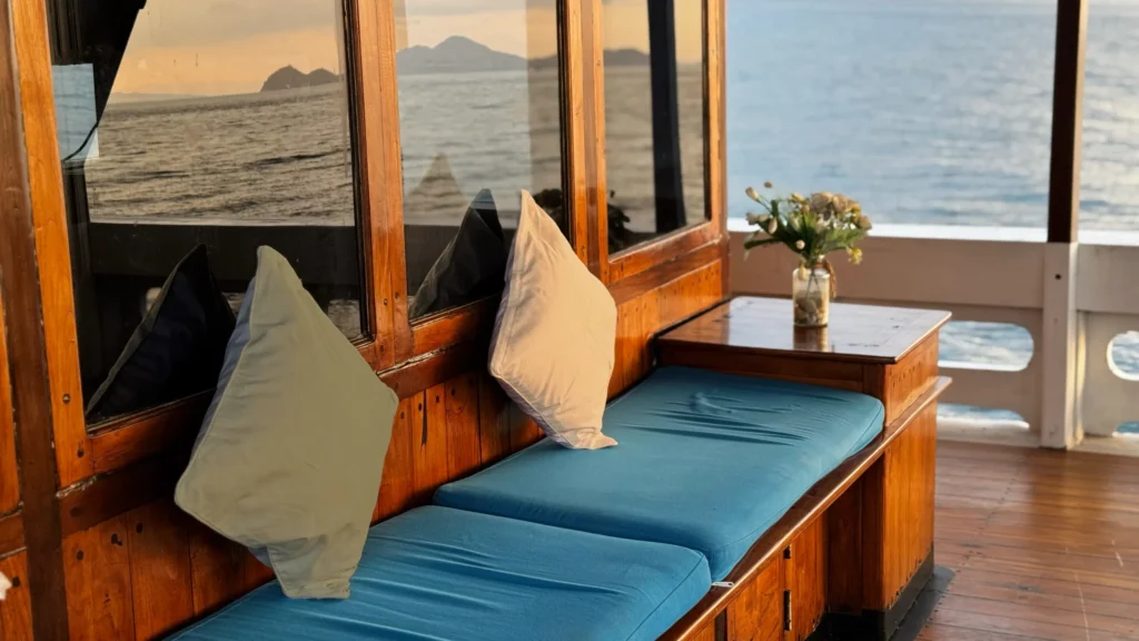 Front seating area aboard Radea Phinisi