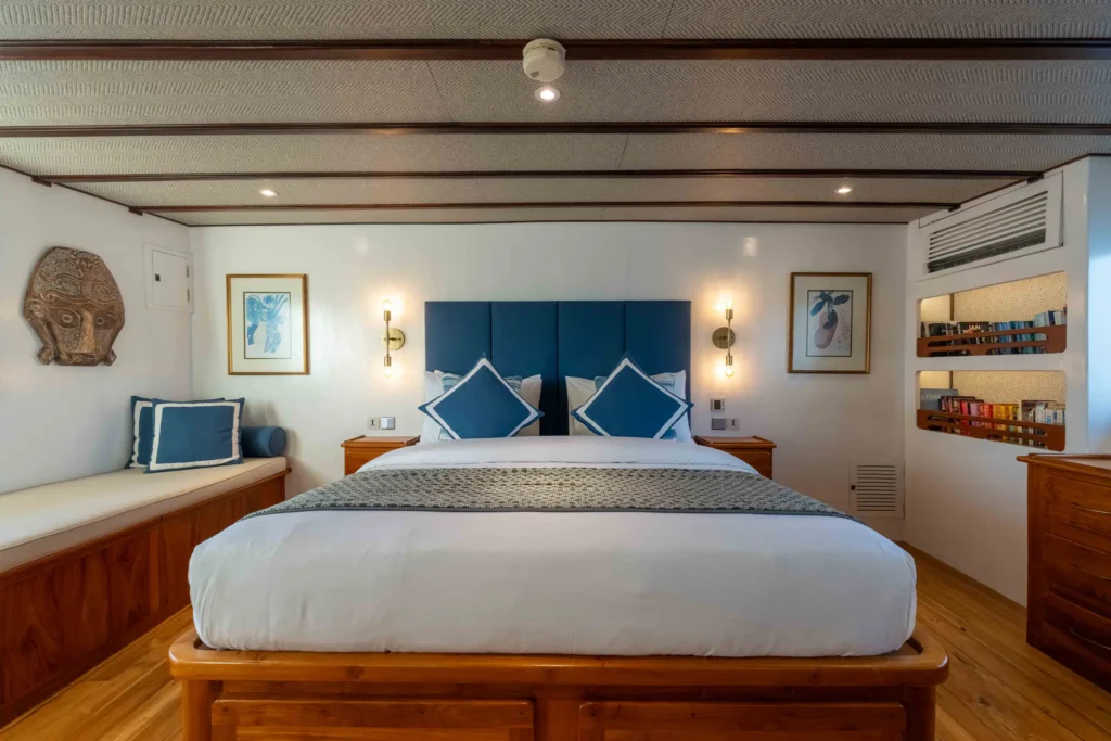 Rascal Cabin 4 with king bed and bright above-deck interior